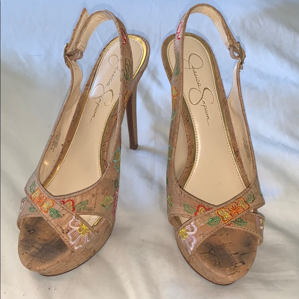 Jessica Simpson Floral Cork Heels